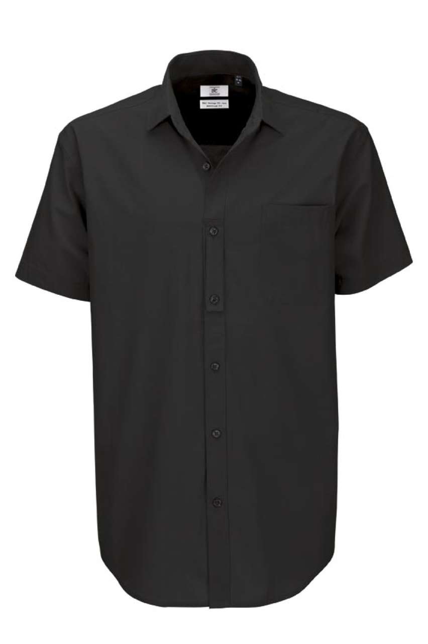 B&C Feinpopeline-Kurzarmhemd – Black