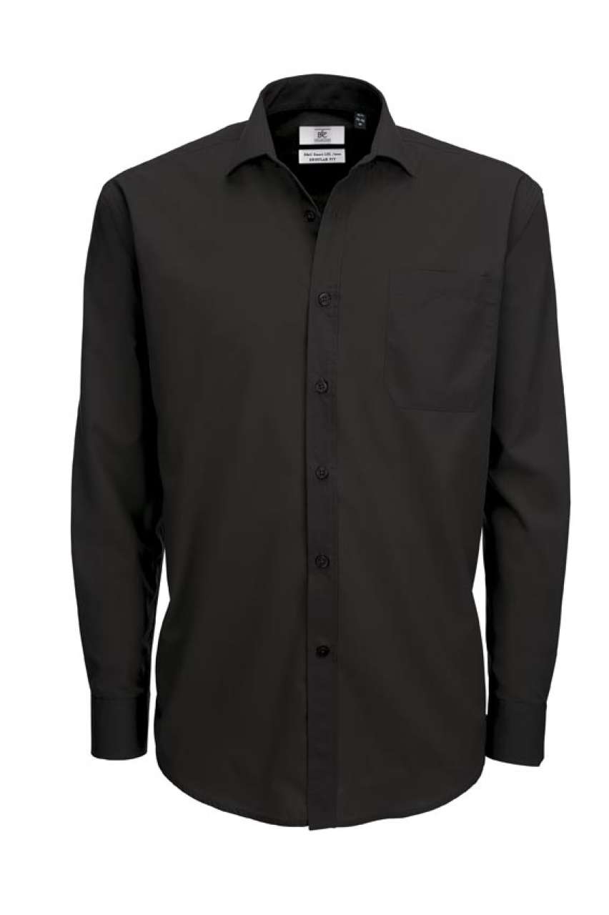B&C Polybaumwoll-Popeline-Hemd – Black