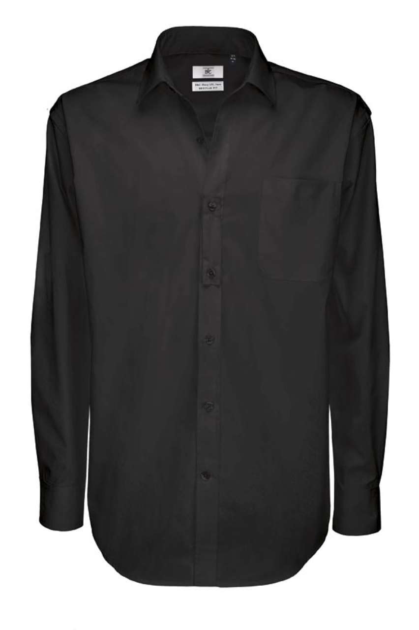 B&C Baumwoll-Twill-Hemd – Black
