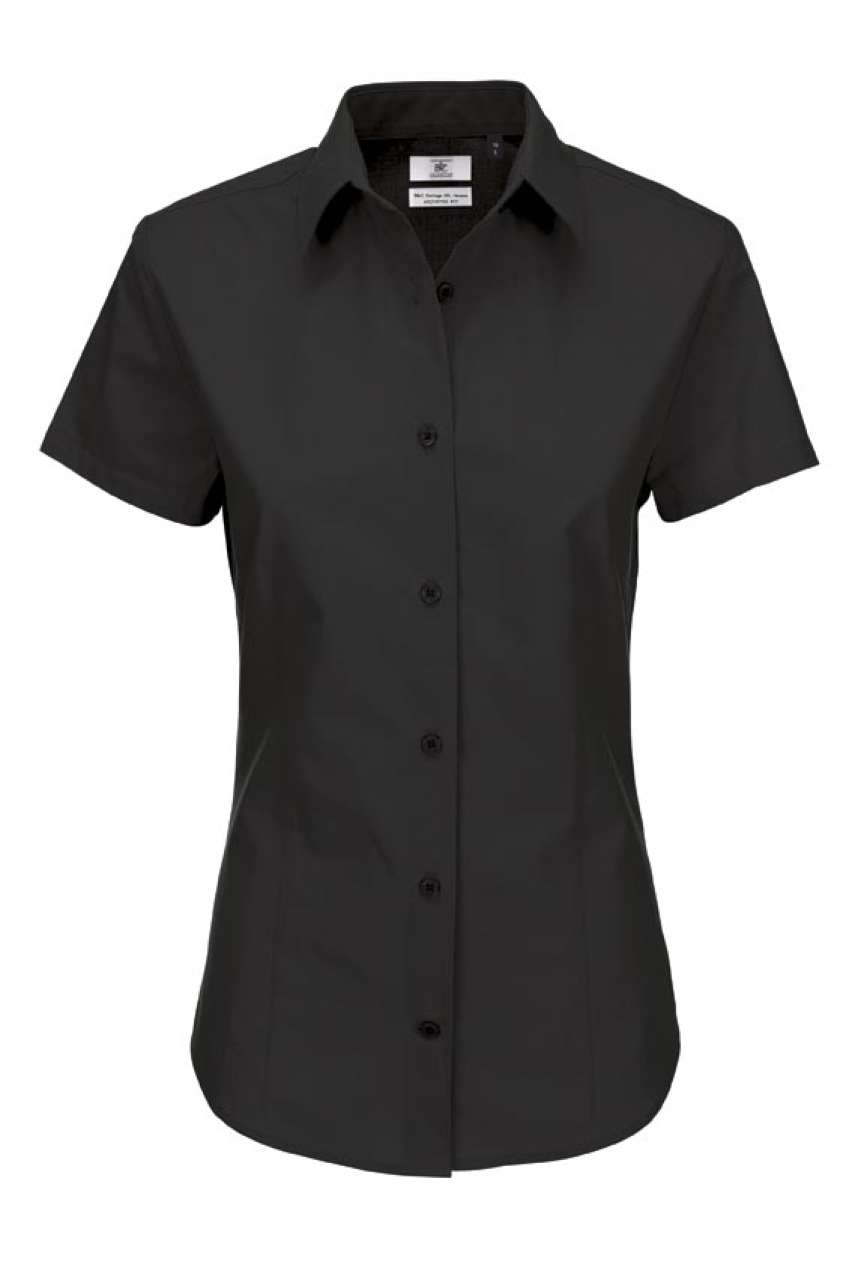 B&C Feinpopeline-Damenhemd Kurzarm – Black
