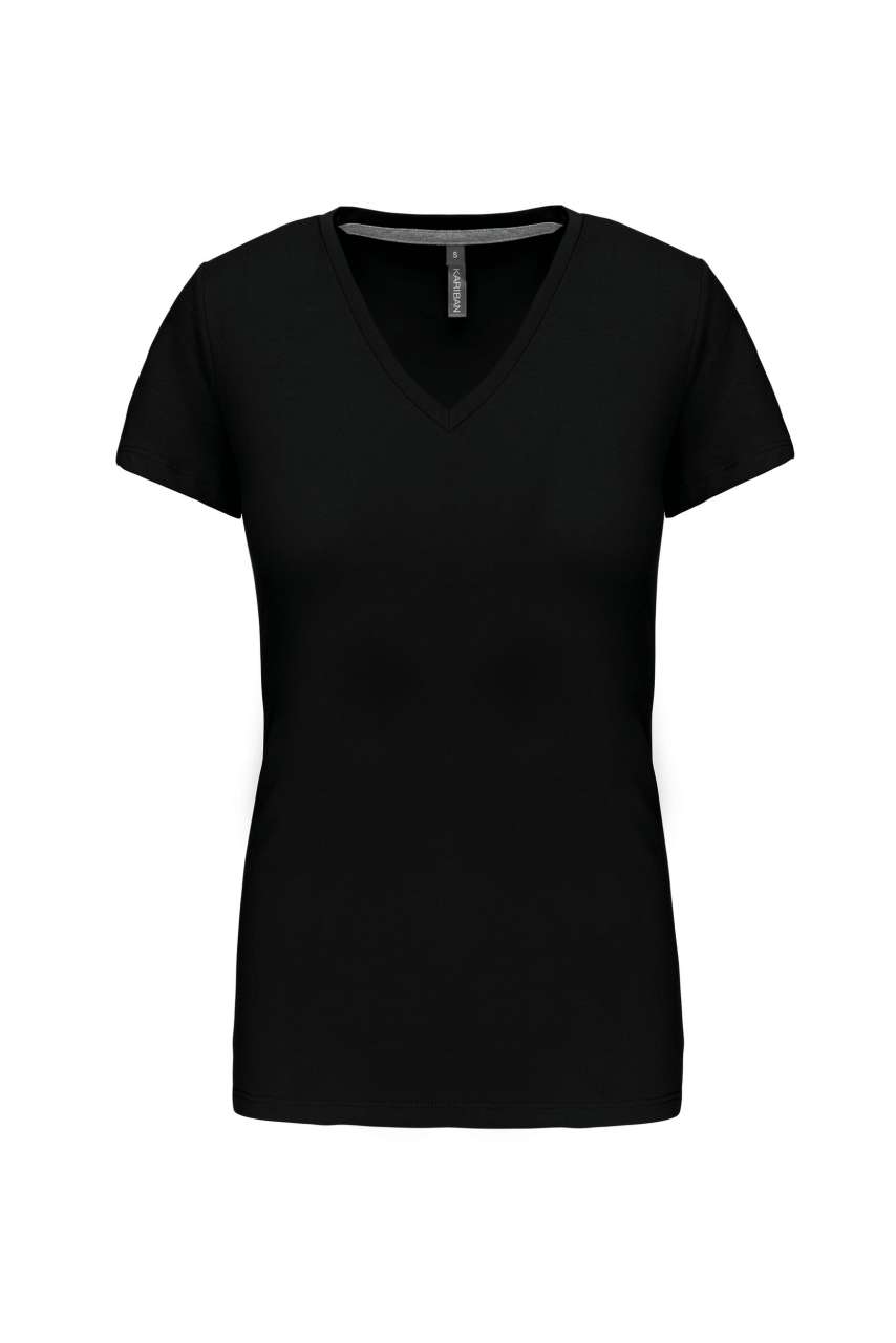 Kariban Ladies' Short-Sleeved V-Neck T-Shirt – Black