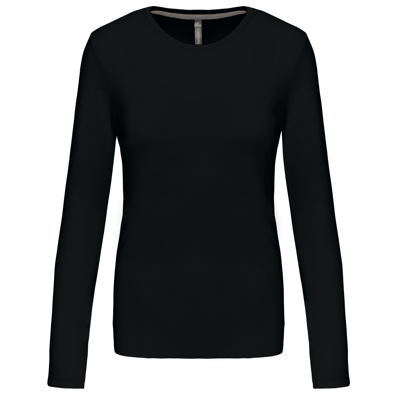 Kariban Ladies' Long-Sleeved Crew Neck T-Shirt – Black