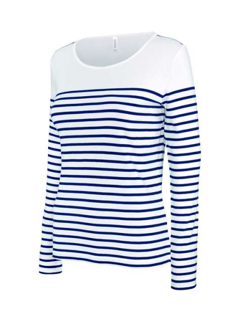 Kariban Ladies’ Long-Sleeved Breton Stripe Top