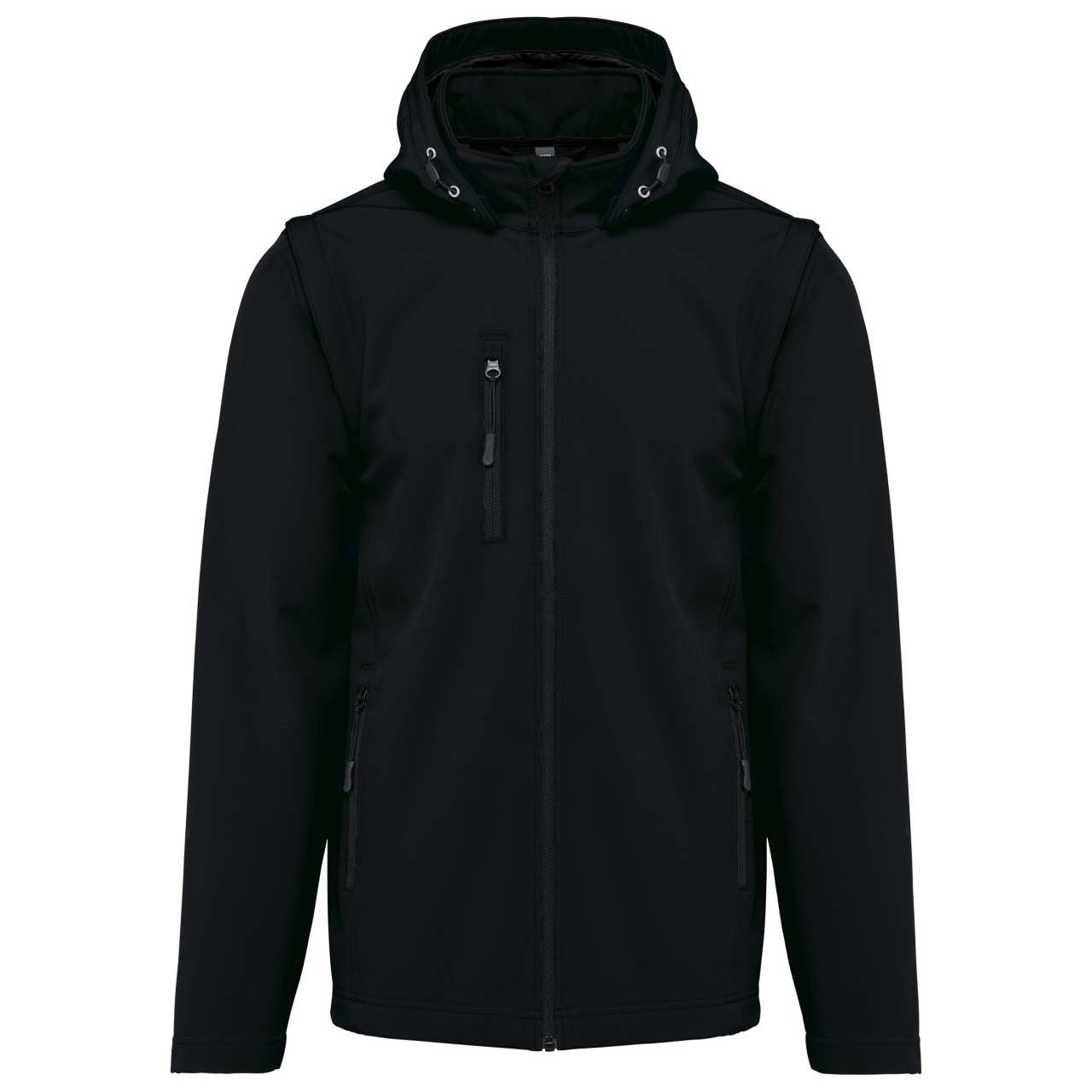 Kariban Unisex 3-Layer Softshell Hooded Jacket With Removable Sleeves – Black