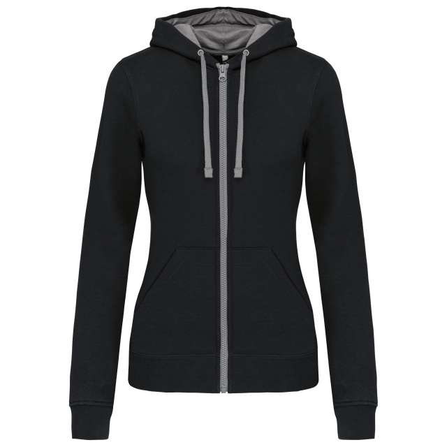 Kariban Ladies’ Contrast Hooded Full Zip Sweatshirt