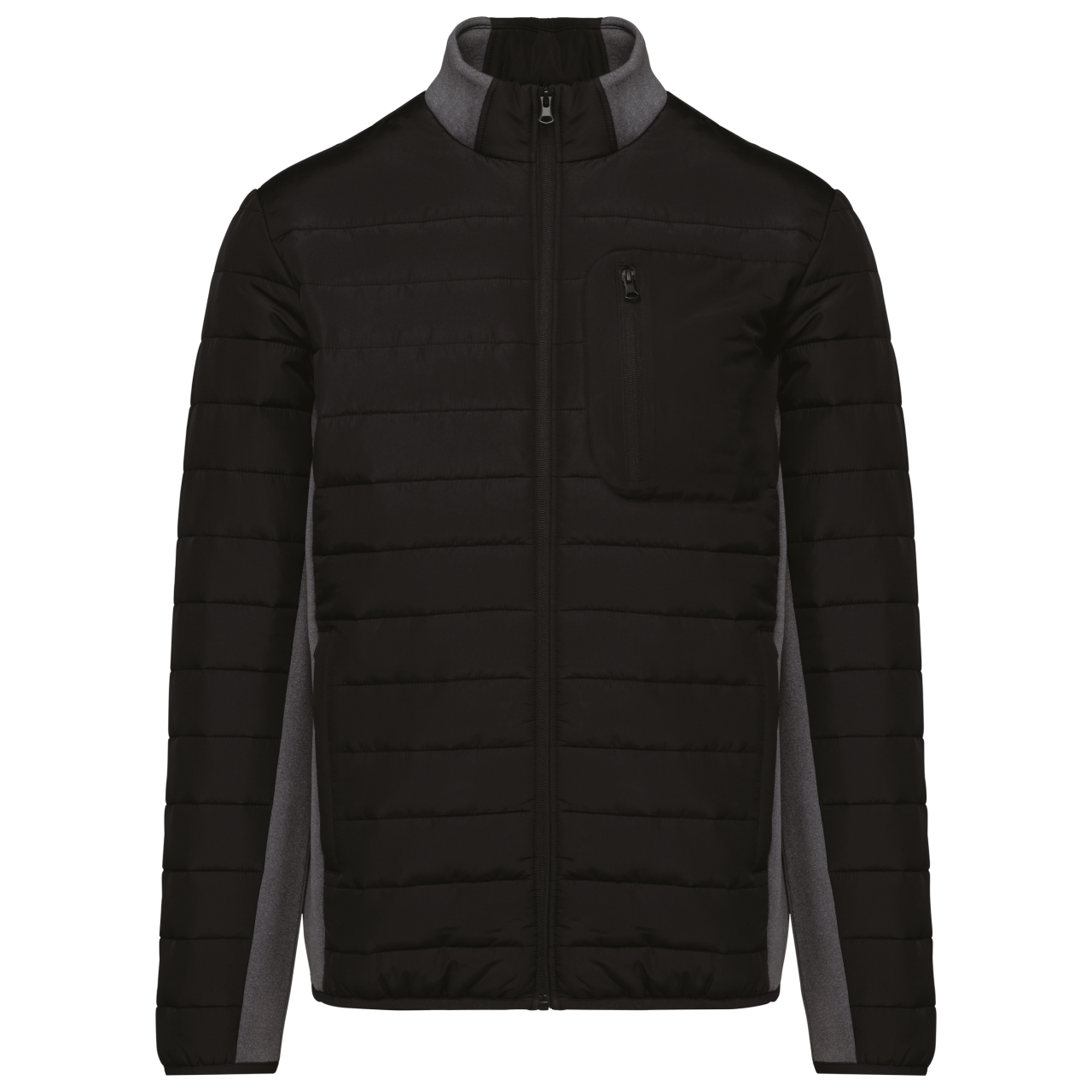 Kariban Men's Bi-Material Padded Jacket – Black/Dark Grey Heather