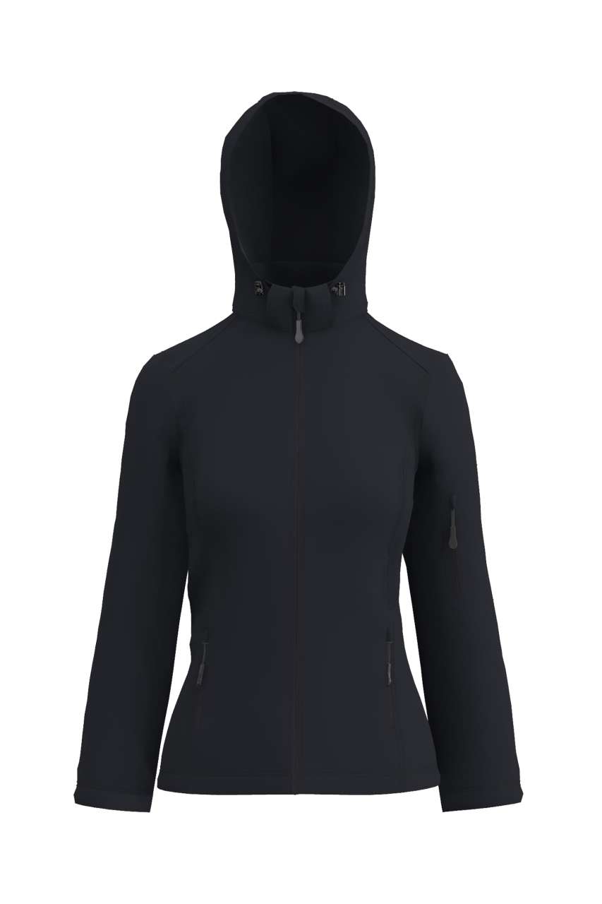 Legend Classics Women’s 3-Layer Detachable Hooded Softshell Jacket – Black