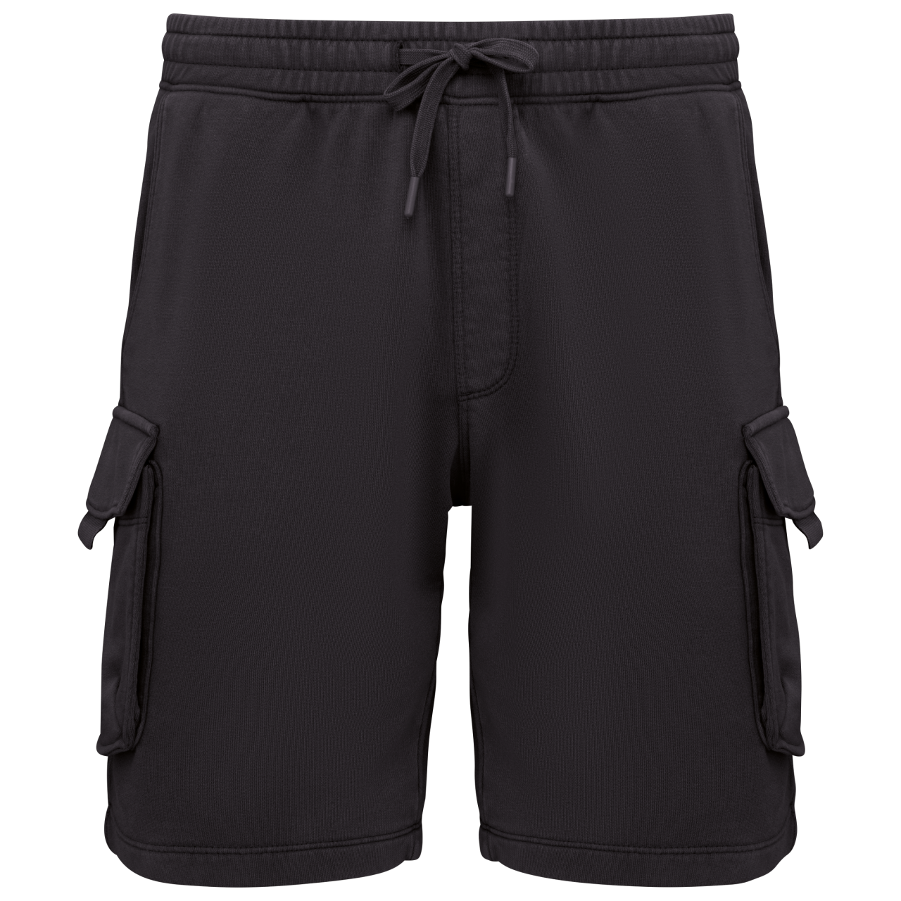 Native Spirit Men’s French Terry Washed Effect Cargo Shorts – Washed Black