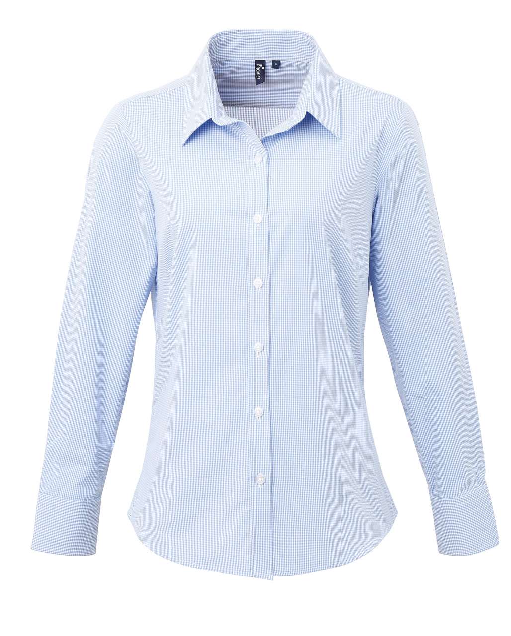 Premier Women's Long Sleeve Gingham Microcheck Shirt – Red/White
