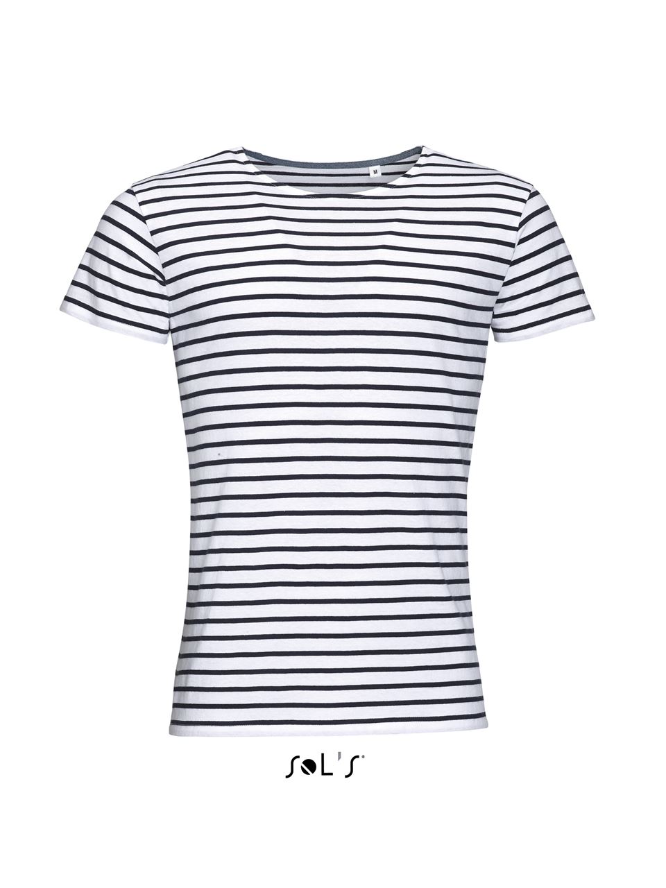 Sol's Miles Men - Round Neck Striped T-Shirt – White/Navy