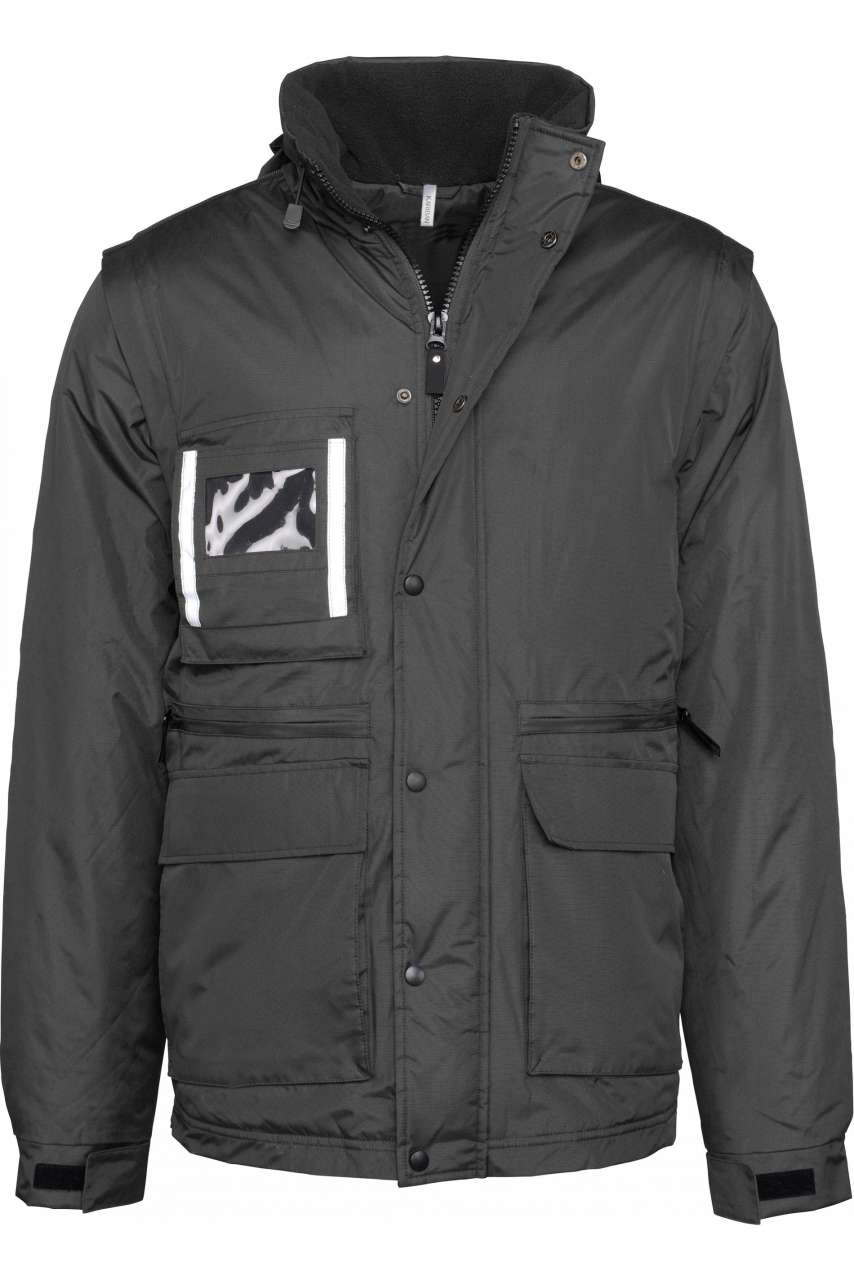 Designed To Work Detachable-Sleeved Workwear Parka – Black