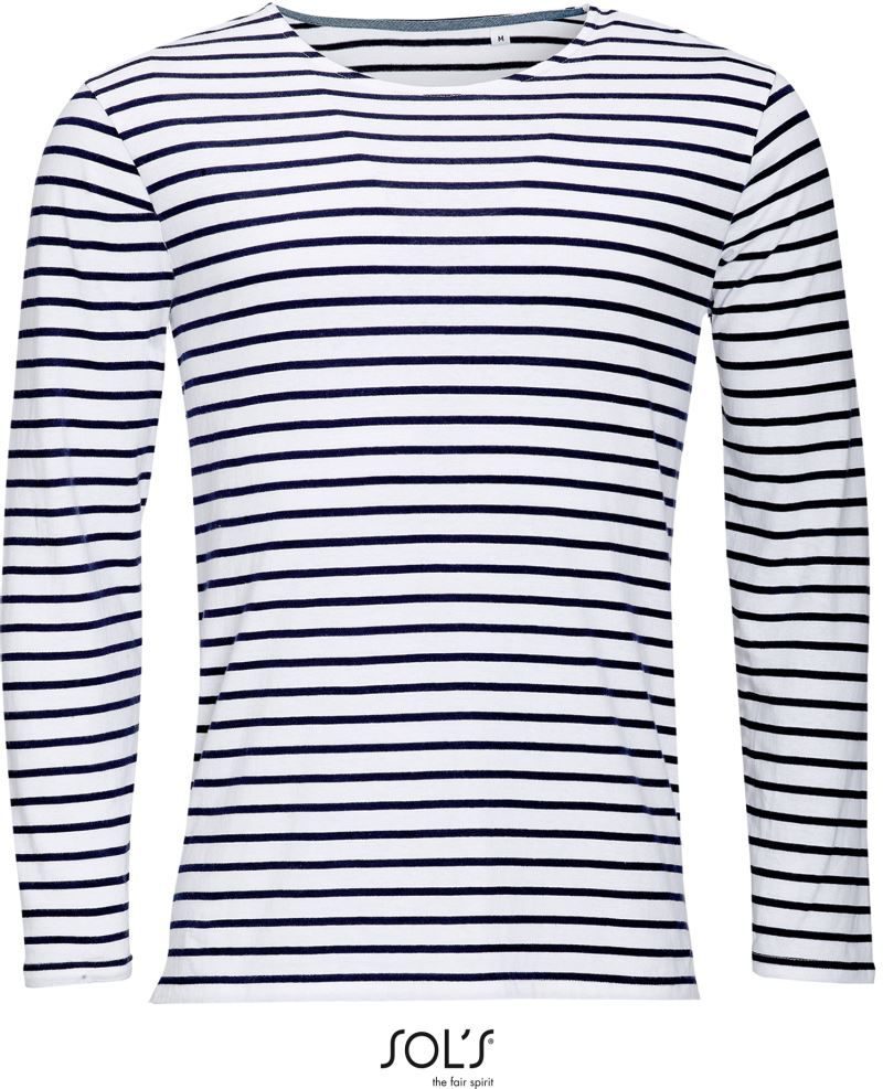 Sol's Herren T-Shirt langarm gestreift Marine Men