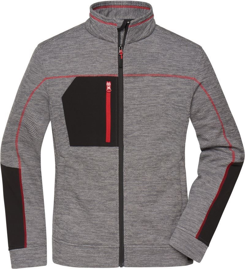 Daiber Damen Strickfleece Jacke Jn 1817 – Carbon Melange/Black/Red