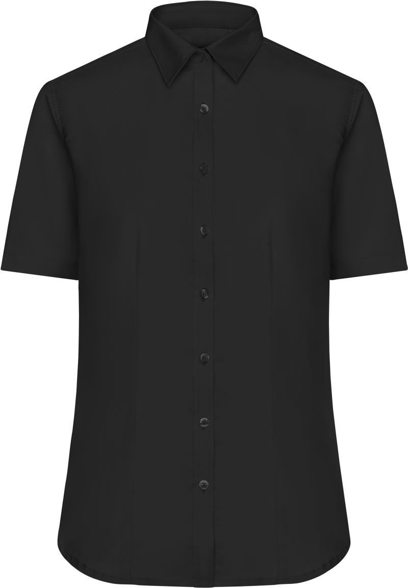 Daiber Micro-Twill Bluse kurzarm Jn 683 – Black