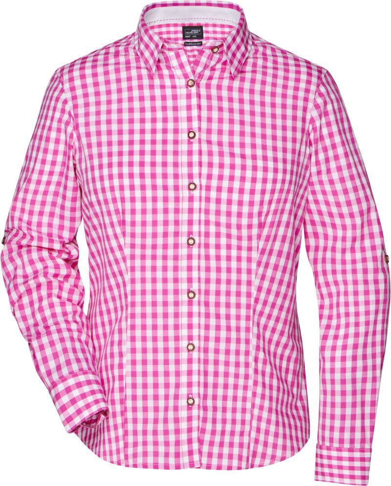 Daiber Popeline Karo Trachten Bluse Jn 637