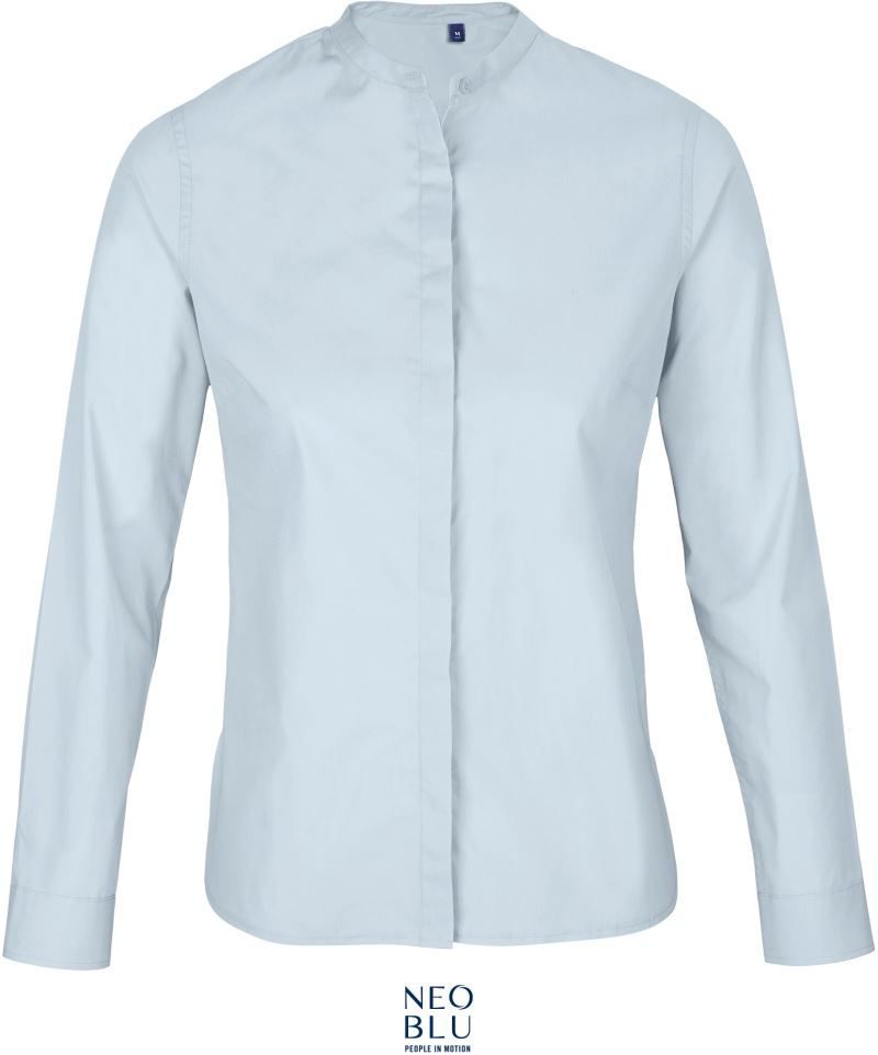 Neoblu Popeline Bluse mit Maokragen langarm Bart Women