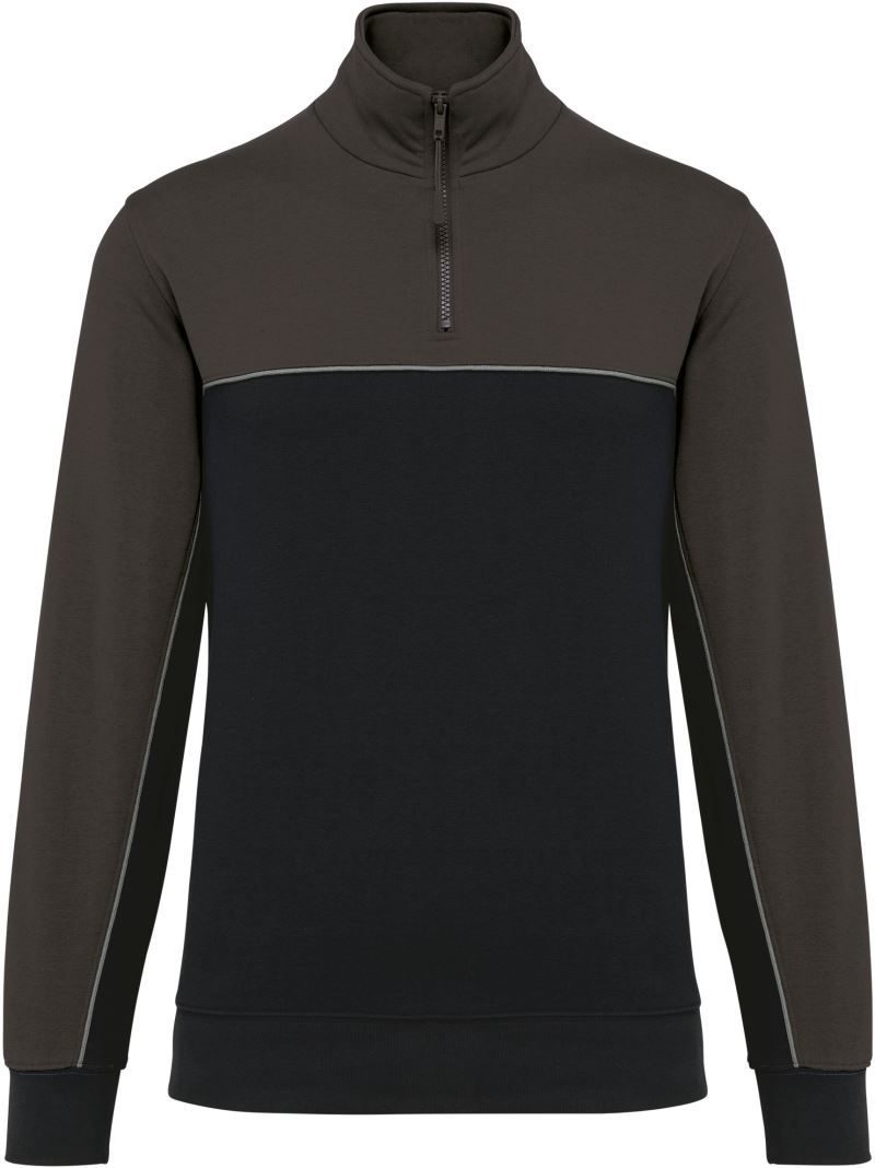 Workwear Sweater mit 1/4 Zip Wk 404 – Black/Dark Grey