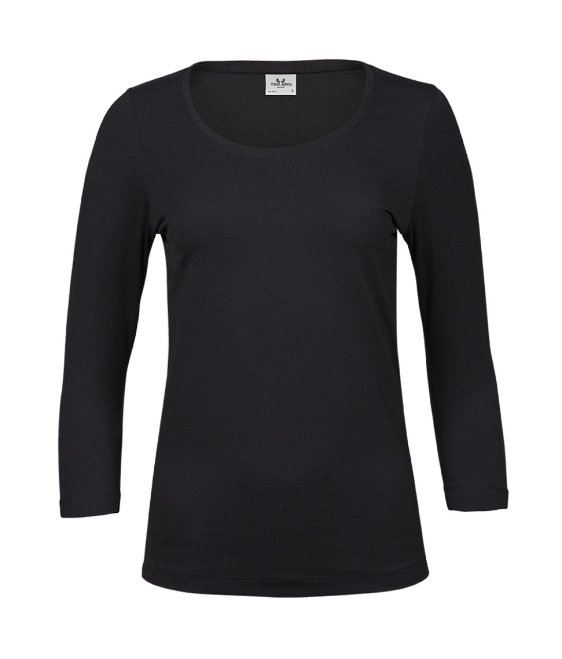 Womens Stretch 3/4 Sleeve Tee – Black