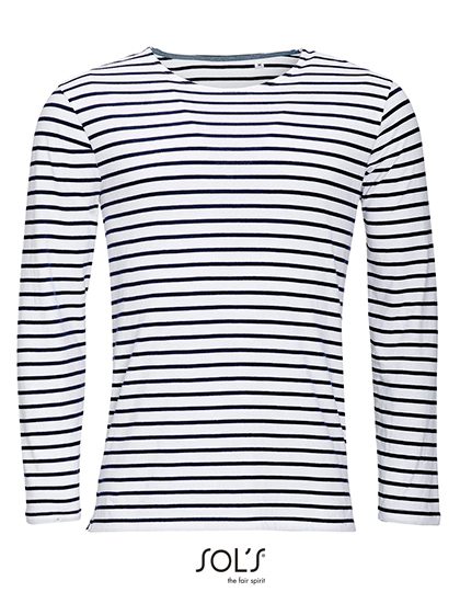 Sol´s Men´s Long Sleeve Striped T-Shirt Marine 01402