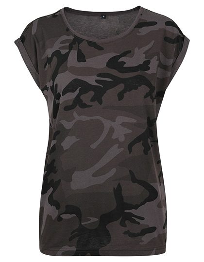 Build Your Brand Ladies´ Camo Extended Shoulder Camo Tee BY112