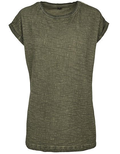 Build Your Brand Ladies` Spray Dye Extended Shoulder Tee BY056