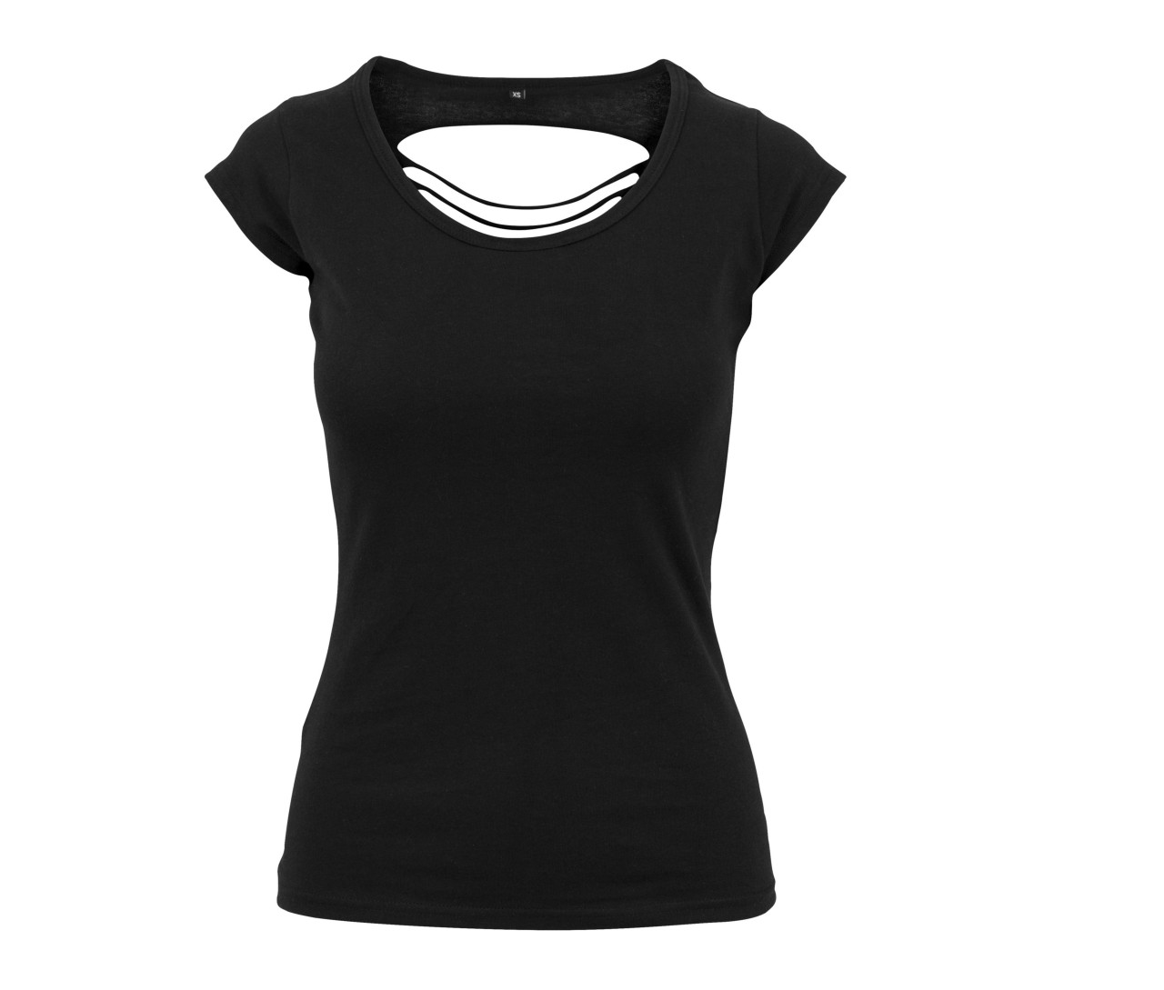 Build Your Brand Ladies Back Cut Tee – Black