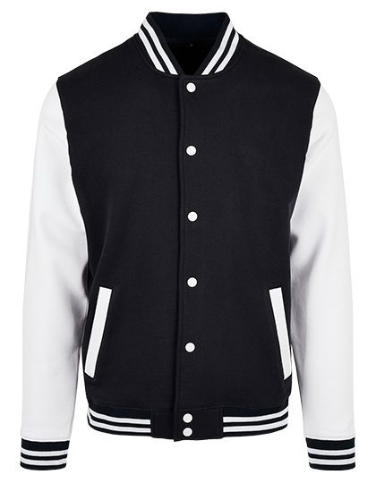 Build Your Brand Basic College Jacket BB004 – Black/White