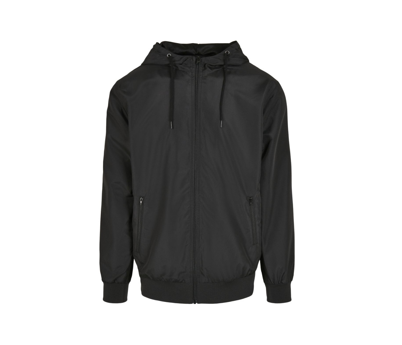 Build Your Brand Recycled Windrunner Jacke – Black / Black