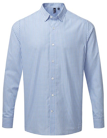 Premier Workwear Men´s Maxton Check Long Sleeve Shirt PR252 – Light Blue (ca. Pantone 2707C)/White