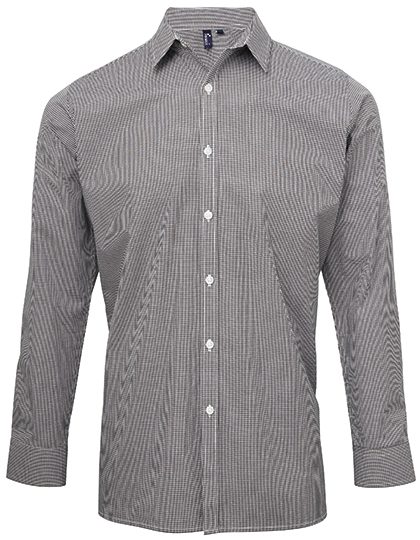 Premier Workwear Men´s Microcheck (Gingham) Long Sleeve Cotton Shirt PR220