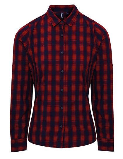 Premier Workwear Women´s Mulligan Check Cotton Long Sleeve Shirt PR350