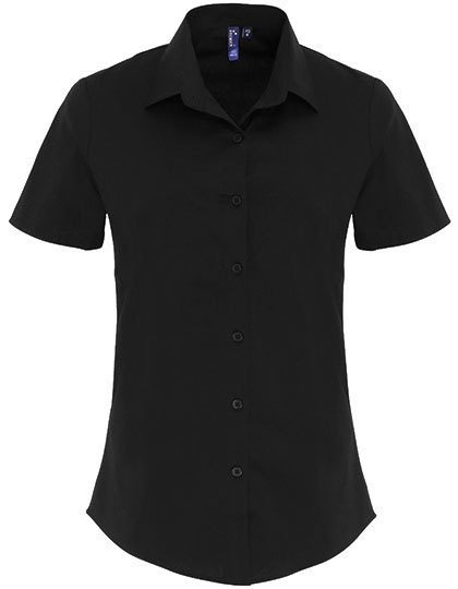 Premier Workwear Women´s Stretch Fit Poplin Short Sleeve Cotton Shirt PR346