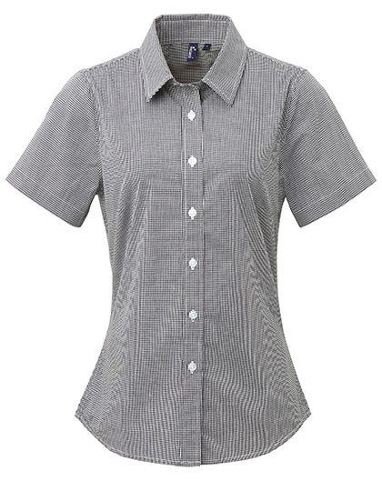 Premier Workwear Women´s Microcheck (Gingham) Short Sleeve Cotton Shirt PR321