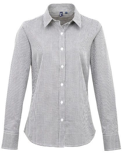 Premier Workwear Women´s Microcheck (Gingham) Long Sleeve Cotton Shirt PR320