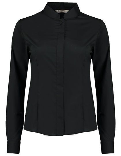 Kustom Kit Women´s Tailored Fit Shirt Mandarin Collar Long Sleeve KK740 – Black