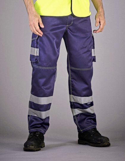 Yoko Hi-Vis Cargo Trousers With Knee Pad Pockets HV018T