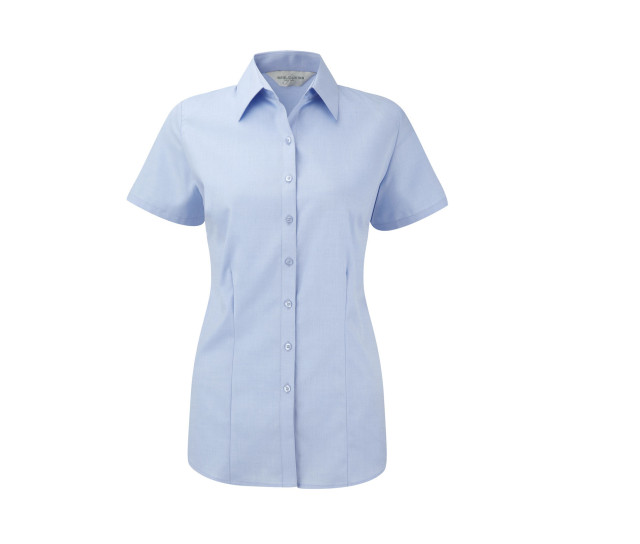 Russell Athletic Collection Ladies' Short Sleeve Tailored Herringbone Shirt