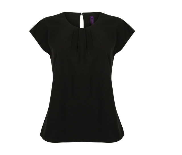 Henbury Ladies' Pleat Front Short Sleeved Blouse
