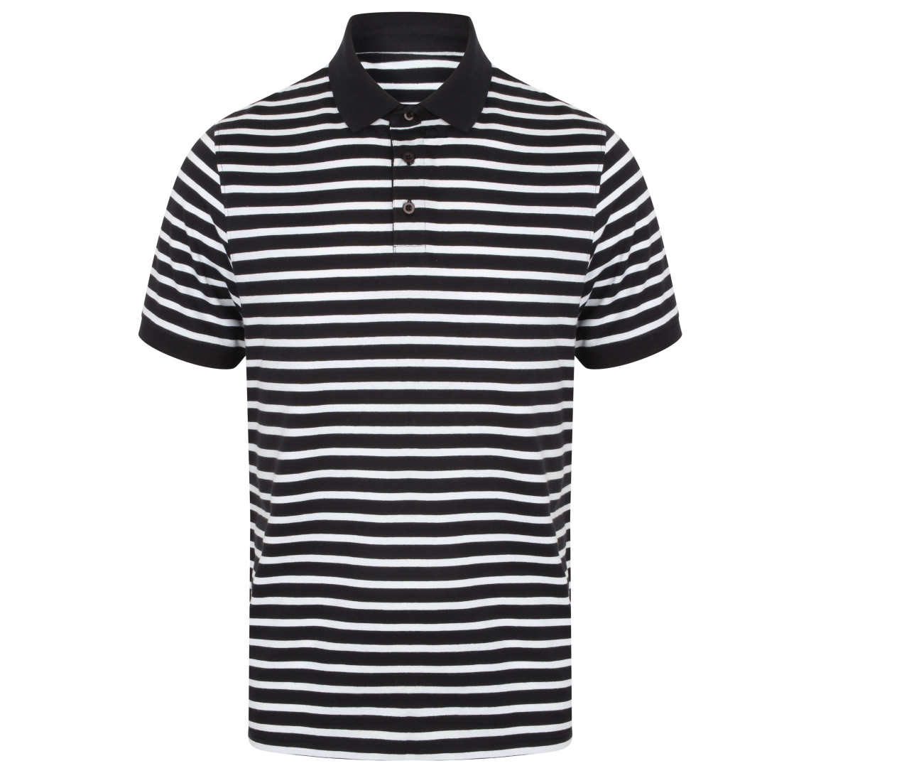 Front Row Striped Jersey Polo Shirt – Navy/White