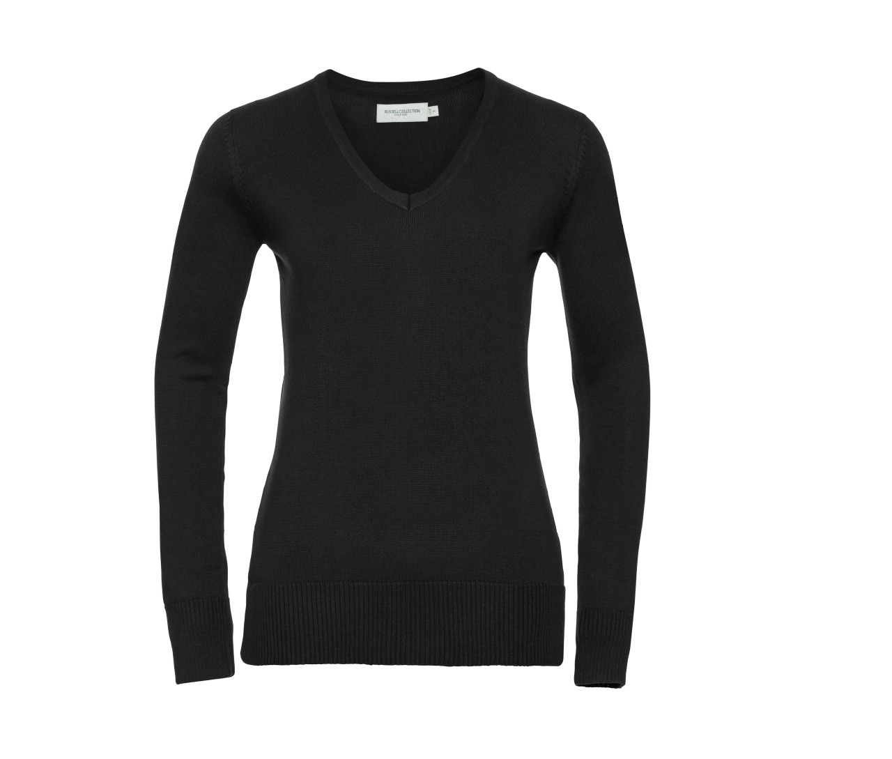 Russell Athletic Collection Ladies' V-Neck Knitted Pullover – Black