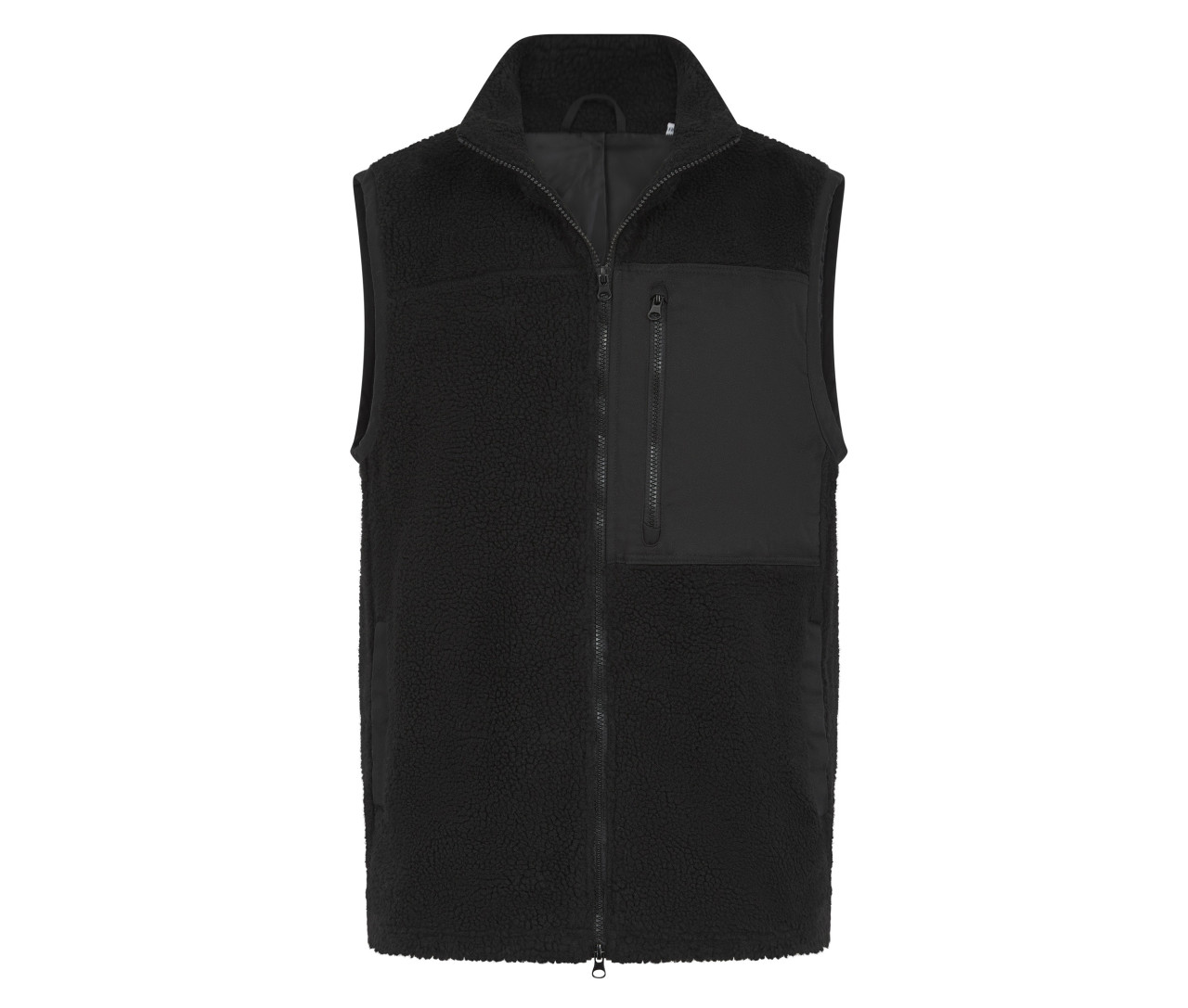 Front Row Recycled Sherpa Gilet – Black
