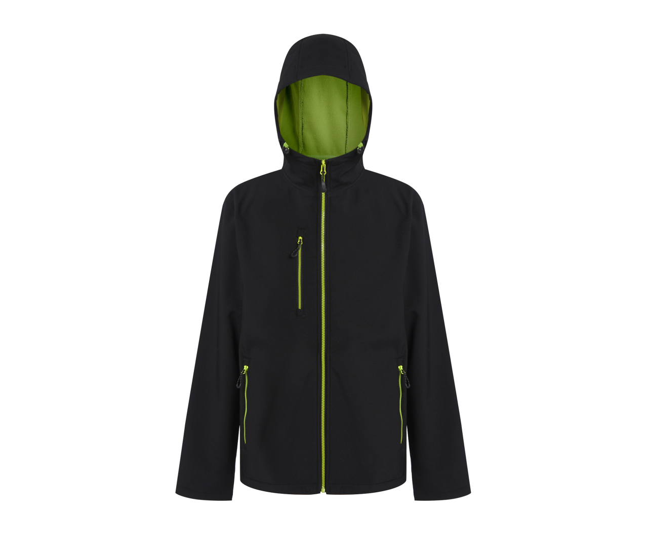 Regatta Navigate 2 Layer Hooded Softshell Jacket – Black / Lime