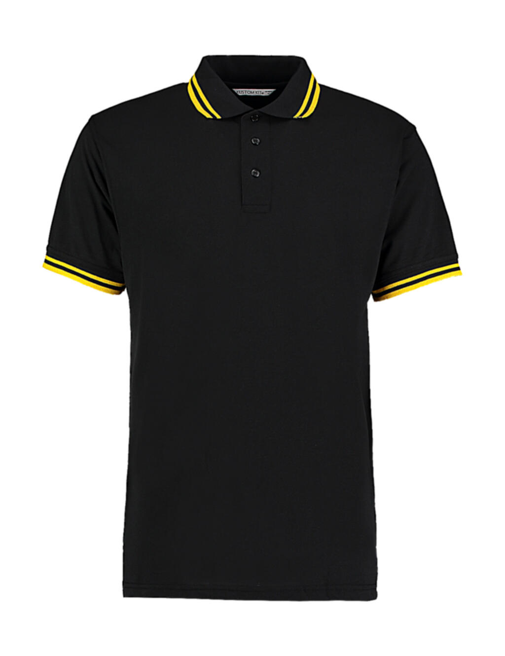Kustom Kit Classic Fit Tipped Collar Polo – Black/Yellow