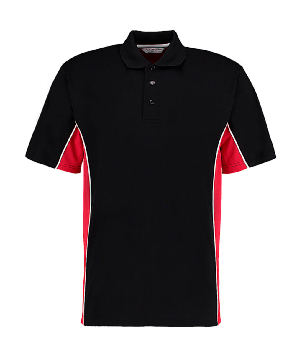 Kustom Kit Classic Fit Track Polo – Black/Red/White