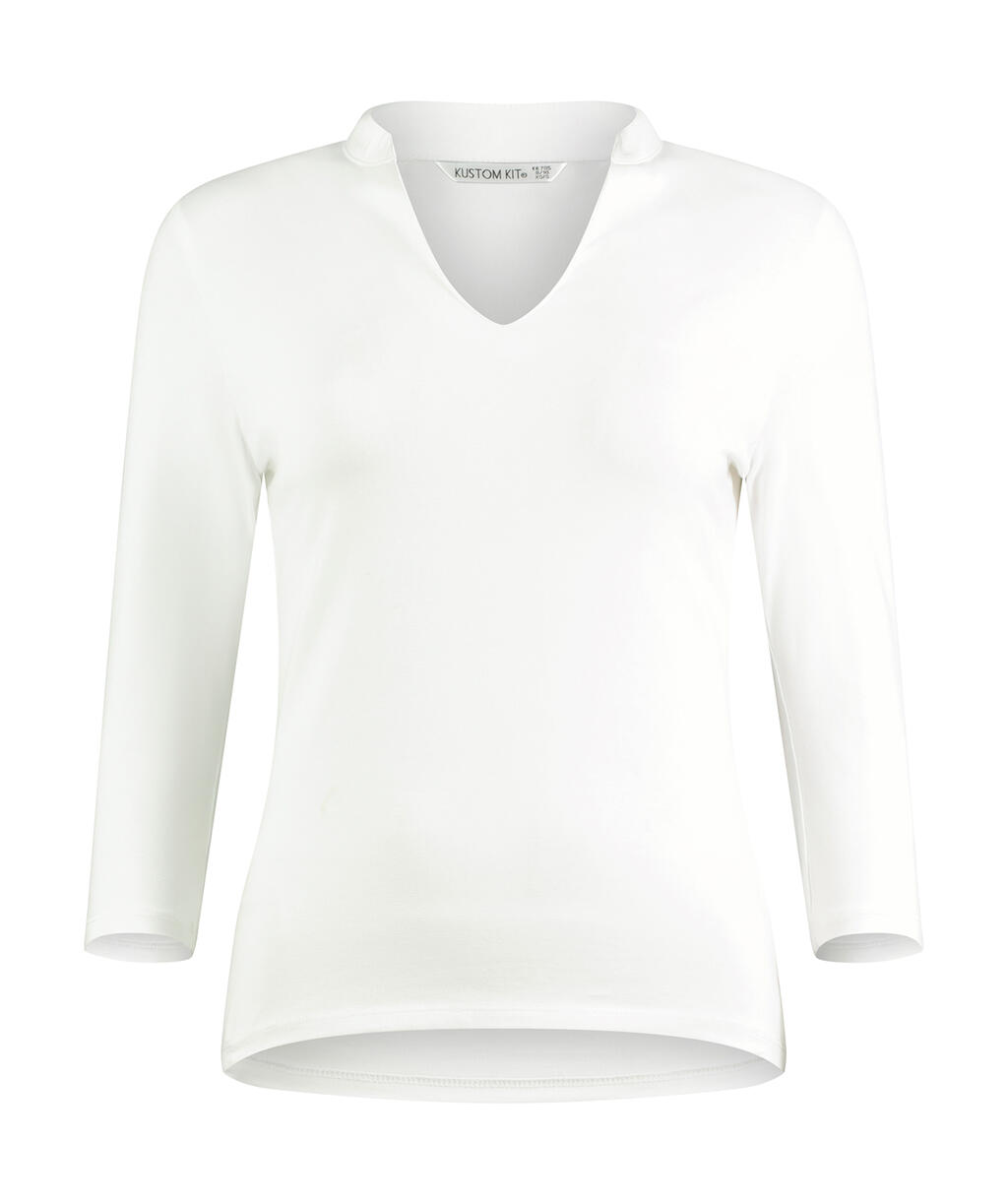 Kustom Kit Regular Fit Mandarin Collar Top 3/4 Sleeve
