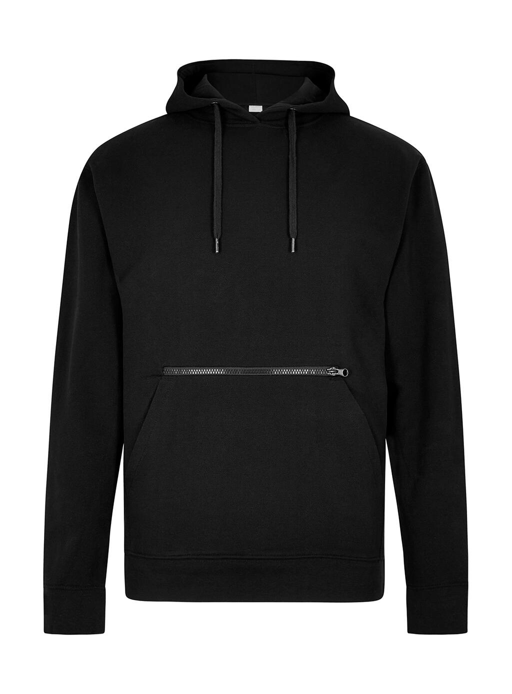 Kustom Kit Pique Hoodie with Zipped Pocket – Black