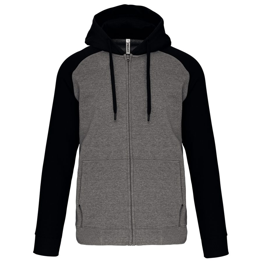 Proact Zweifarbige Unisex-Fleecejacke mit Reißverschluss und Kapuze PA380