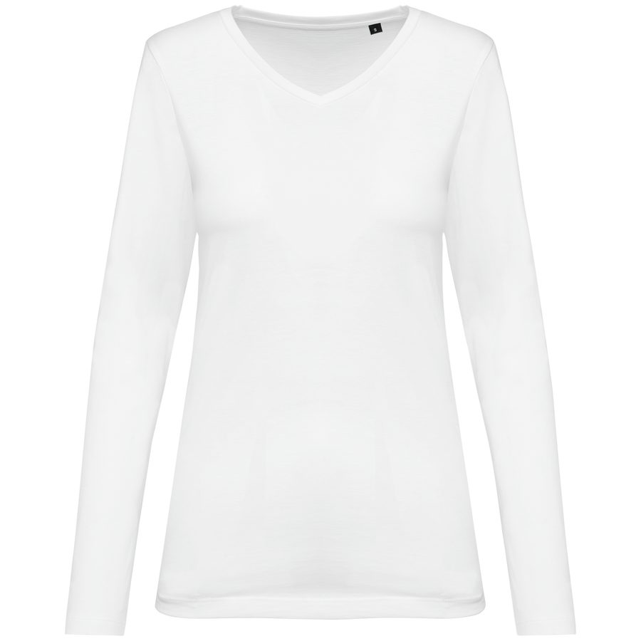 Kariban Premium Supima Damen-T-Shirt mit V-Ausschnitt und langen Ärmeln PK307