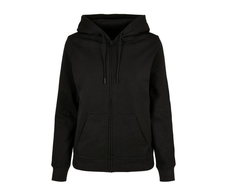 Build Your Brand Ladies Basic Zip Hoody BB009 – Black