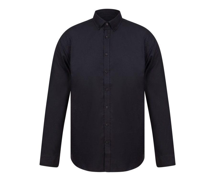 Henbury Modern Oxford Long Sleeved Shirt - Slim Fit H512S